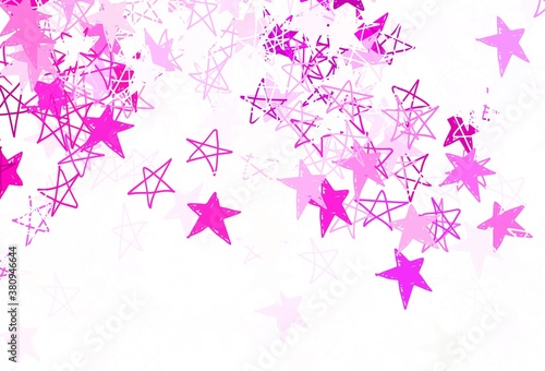 Light Pink vector backdrop with small and big stars.