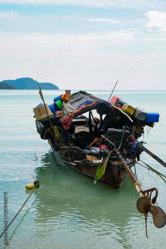 Sea gypsy ramshackle boat in Thailand
