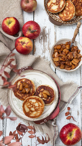 Fresh  Panscakes with caramelized apple