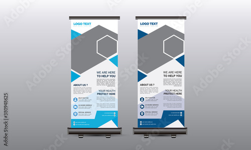 Healthcare and medical  roll up design, standee and banner concept vector illustration.
