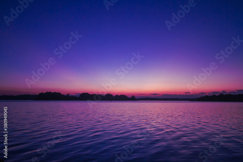 Purple light sky at sunset With scattering light on the marshes   wetland Nature in the northern region of Thailand.