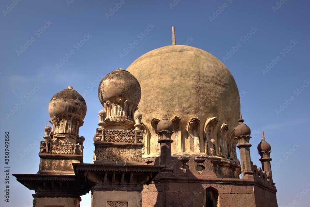 gol gumbaz, Bijapur, architecture, dome, with blue shy, Karnataka - obrazy, fototapety, plakaty 