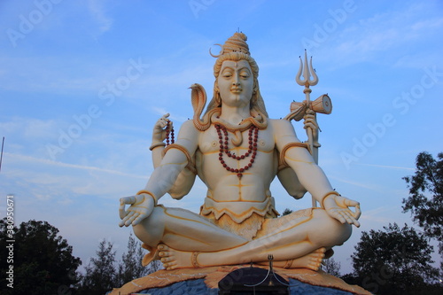 Early Morning, Lord Shiva Statue with beautiful sky, Bijapur, Shivagiri, Karnataka