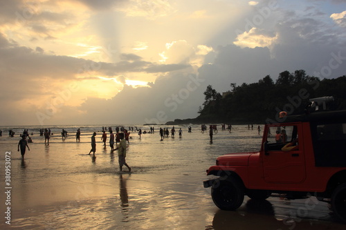 Sunset at Baga Beach, Goa, India photo