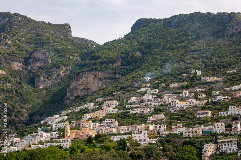Offshore view of Amalfi coast near Amalfi Town, Salerno, Campanis, Italy