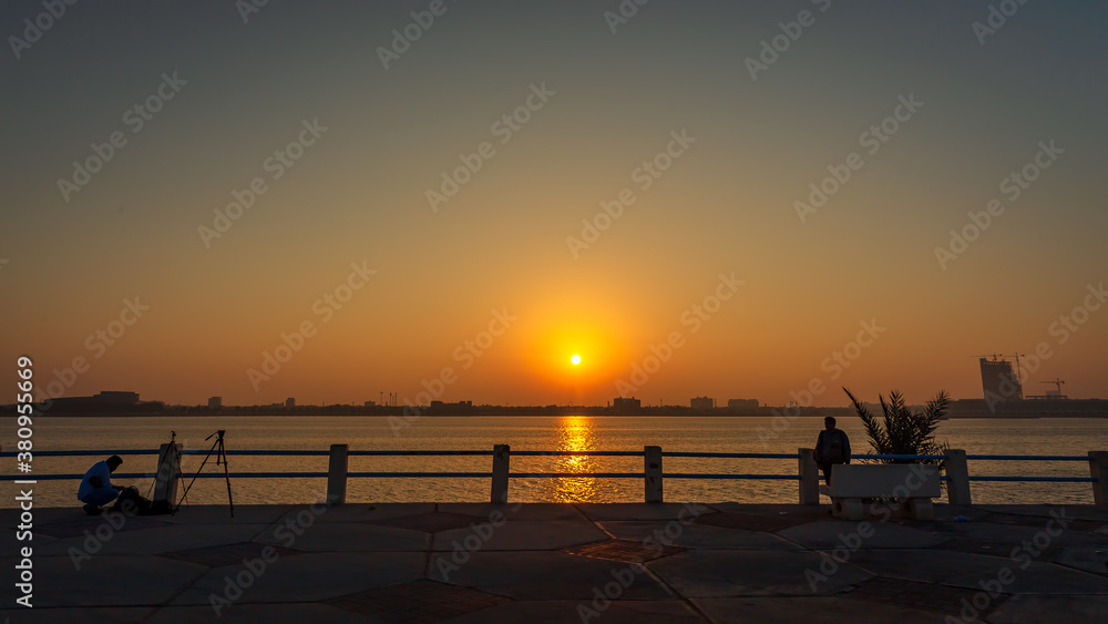 Wonderful morning view in Marjan island in Dammam Corniche -Saudi Arabia.