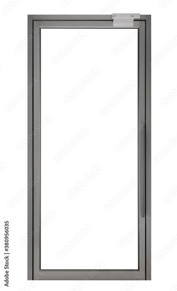 Modern black office metallic handle door isolated on white background, frontstore entrance elegant glass frame element for business store design Modern black office metallic handle door isolated on white background, frontstore entrance elegant glass frame element for business store design