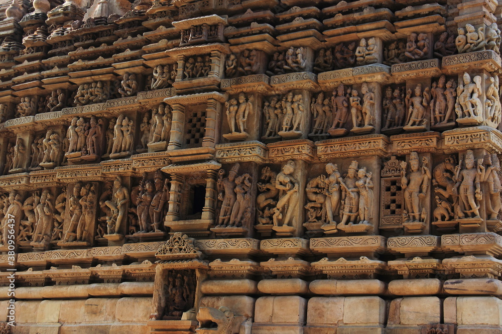 Khajuraho Group of Monuments, Hindu temples and Jain temples in Chhatarpur district, Madhya Pradesh, India, Nagra style architecture, UNESCO World Heritage Site. Khajuraho Group of Monuments, Hindu temples and Jain temples in Chhatarpur district, Madhya Pradesh, India, Nagra style architecture, UNESCO World Heritage Site.