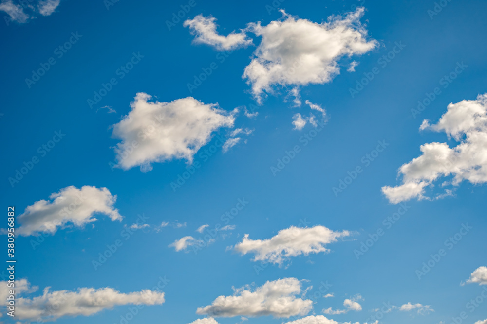Blue sky background with a tiny clouds Stock Photo | Adobe Stock