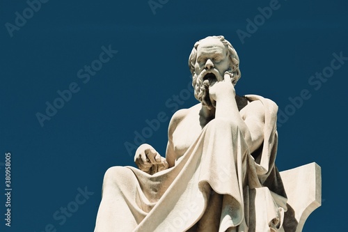 Statue of the ancient Greek philosopher Socrates in Athens, Greece. photo