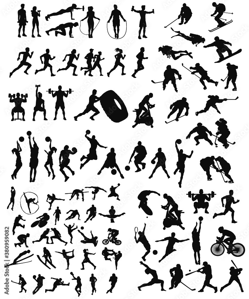 set of silhouettes of people set of silhouettes of people