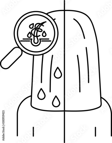 line icon, oily hair at the roots