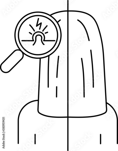 line icon, pimples on the head between the hair