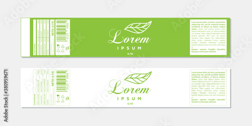 green leaves bottle label. vector