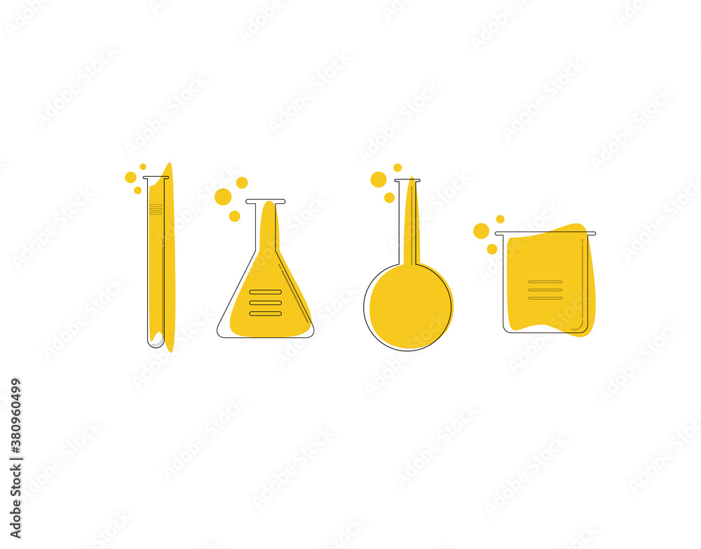 Set Laboratory Flat Icon on white background in vector illustration