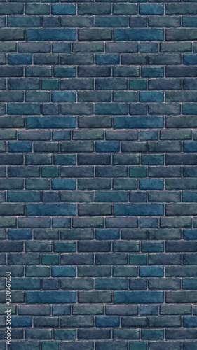 Wallpaper Mural 縦長サイズの青色のレンガの壁紙。パターン素材 Torontodigital.ca