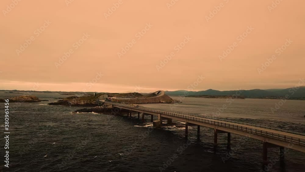 Beautiful Norwegian road that has been constructed over the ocean.