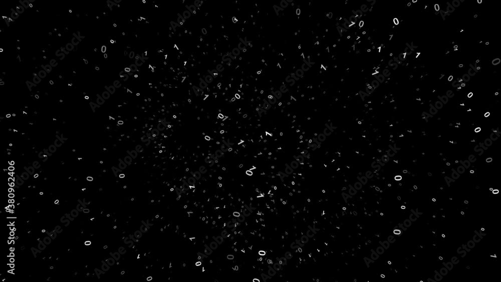 Random movement of Binary numbers animation on black background. Random movement of Binary numbers animation on black background.