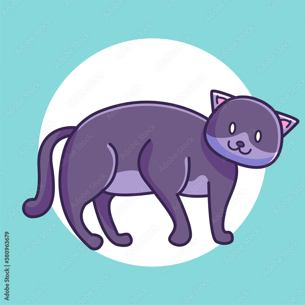 Fototapeta premium cute cat glanced. cartoon vector illustration
