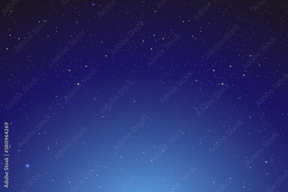 Night shining starry sky, blue space background with stars, cosmos Vector Illustration