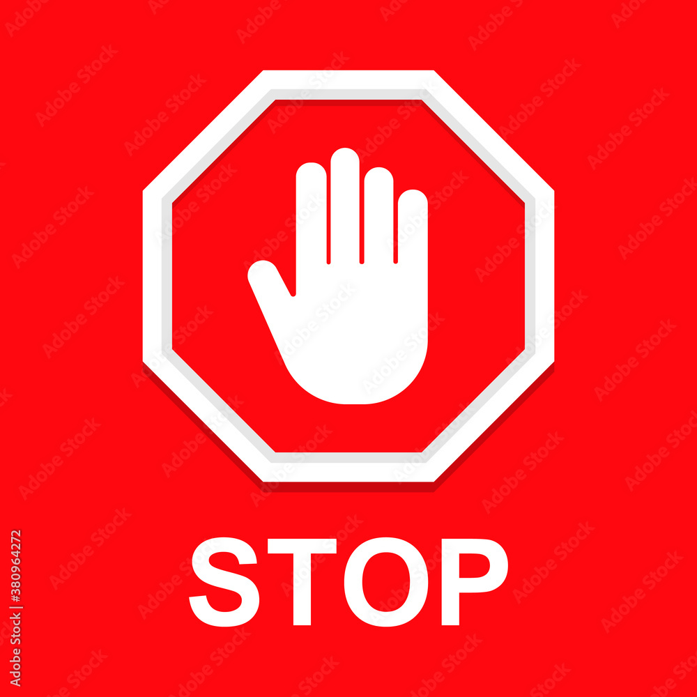 Stop Sign with Hand Set Icon. Vector Illustration Stop Sign with Hand Set Icon. Vector Illustration