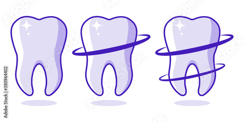 Teeth Icons Set Dentist Illustration Healthy teeth with glowing effect, teeth whitening concept Vector