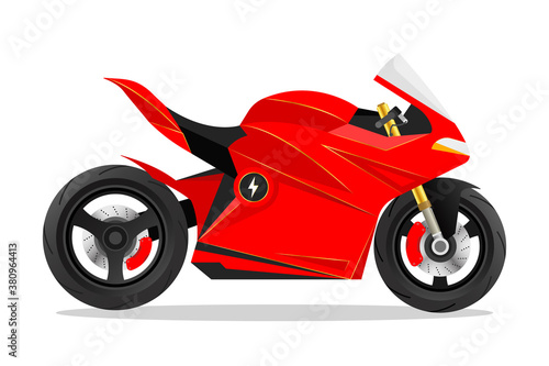 Motocycle full electric bike red  illustration