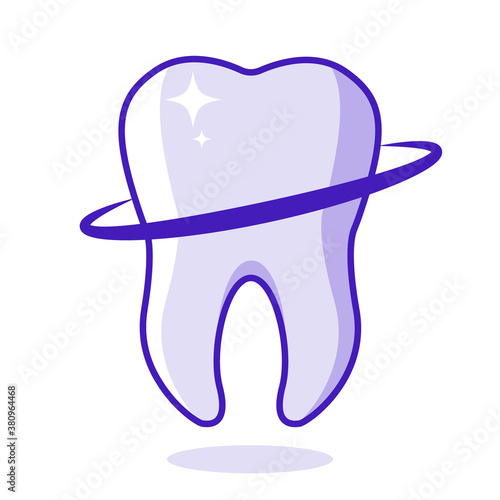 Tooth Icon Dentist Illustration Healthy tooth with glowing effect, teeth whitening concept Vector