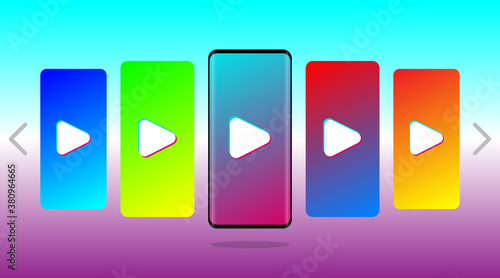 Video Slide Show on Smartphone illustration Vector video streaming