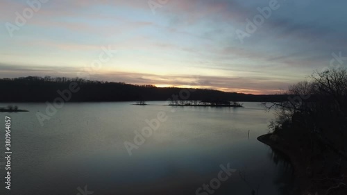 Drone footage of a lake in Tennessee. This was shot on the DJI inspire at sunset. photo