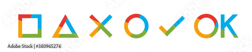 internet color round cross triangle square OK check mark vector illustration icon
