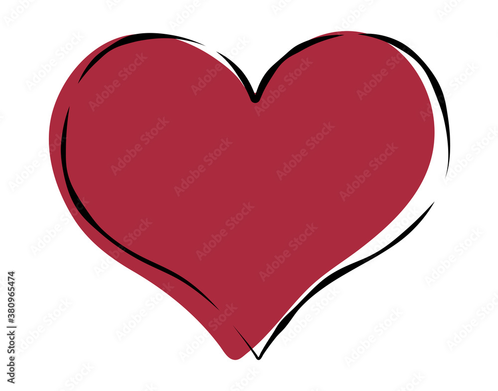 Pink heart and black outline. Pink heart and black outline.
