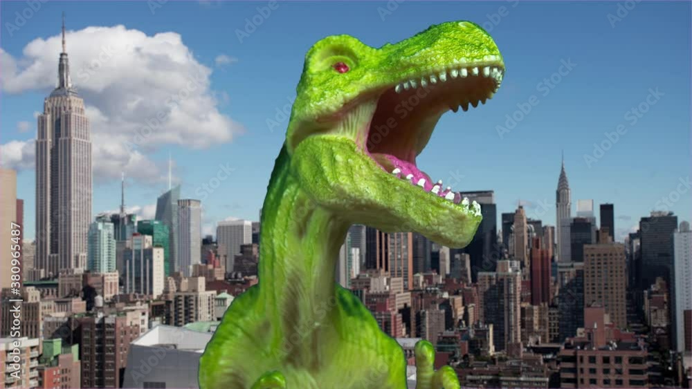 Tyrannosaurus rex Dinosaur in New York City Stock Video | Adobe Stock