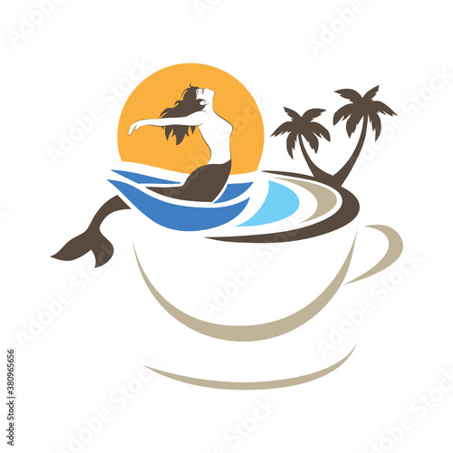 mermaid coffee, vector