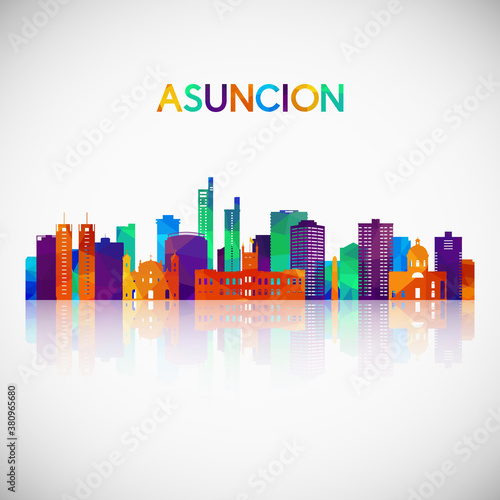 Asuncion skyline silhouette in colorful geometric style. Symbol for your design. Vector illustration.