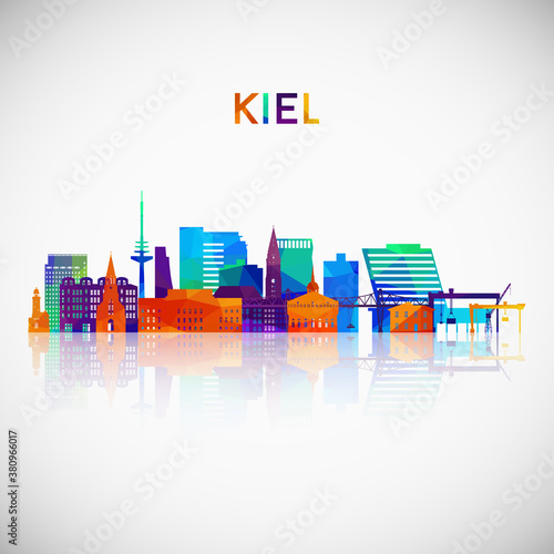 Kiel skyline silhouette in colorful geometric style. Symbol for your design. Vector illustration.