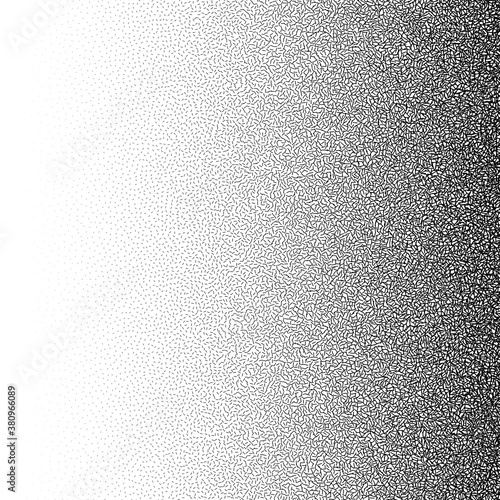 Crosshatch linear gradient. Large section of random lines, decreasing in size and density according to tone