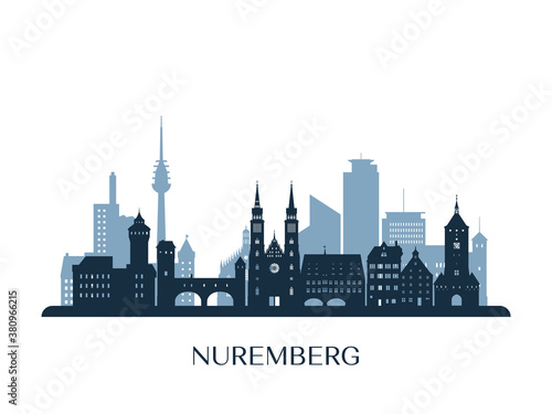 Nuremberg skyline  monochrome silhouette. Vector illustration.