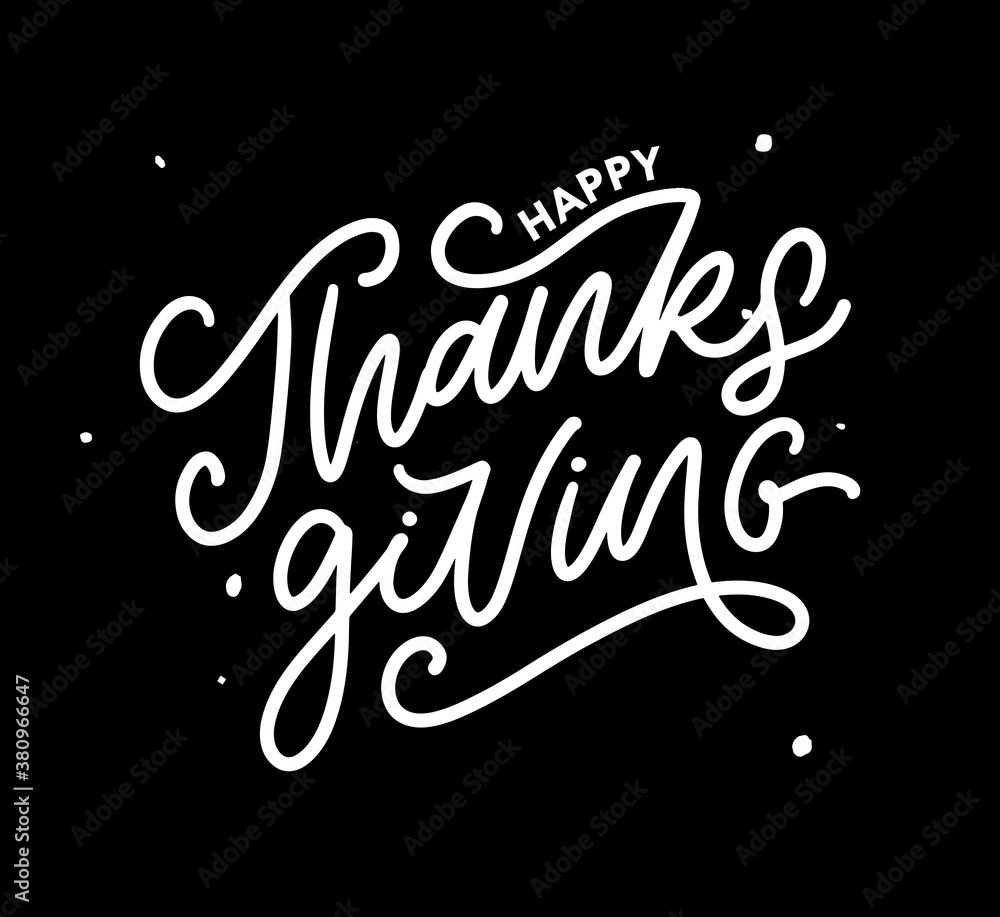 happy thanksgiving lettering calligraphy text brush vector
