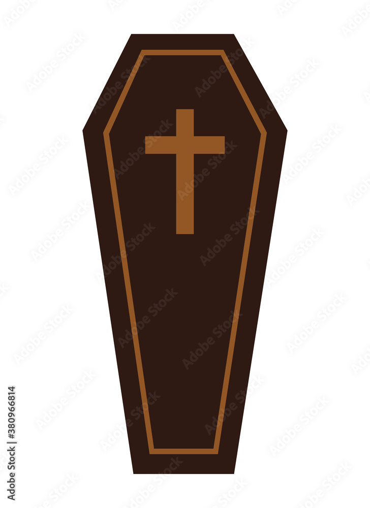 Obraz premium Isolated coffin with cross vector design