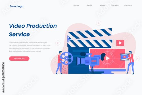 Concept illustration landing page of video production. Illustrations for websites, landing pages, mobile apps, posters and banners.