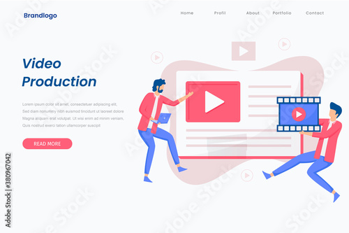 Video production illustration landing page concept. Illustrations for websites, landing pages, mobile apps, posters and banners.