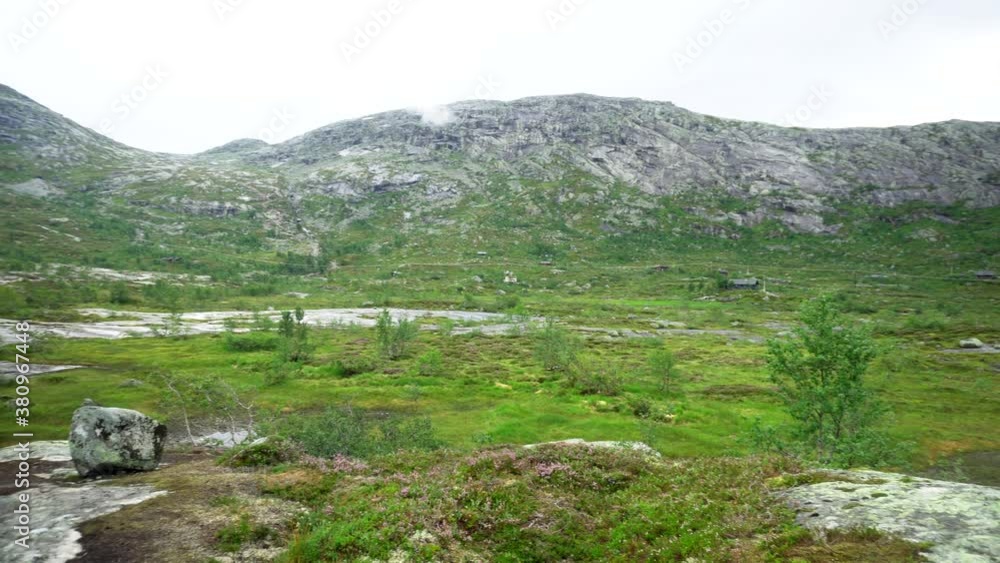 View of lower path of Trolltunga in Norway Telemark View of lower path of Trolltunga in Norway Telemark