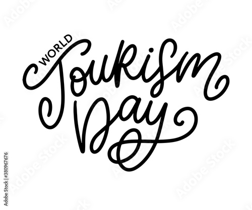 World tourism day hand lettering on white background. Vector illustration for your design