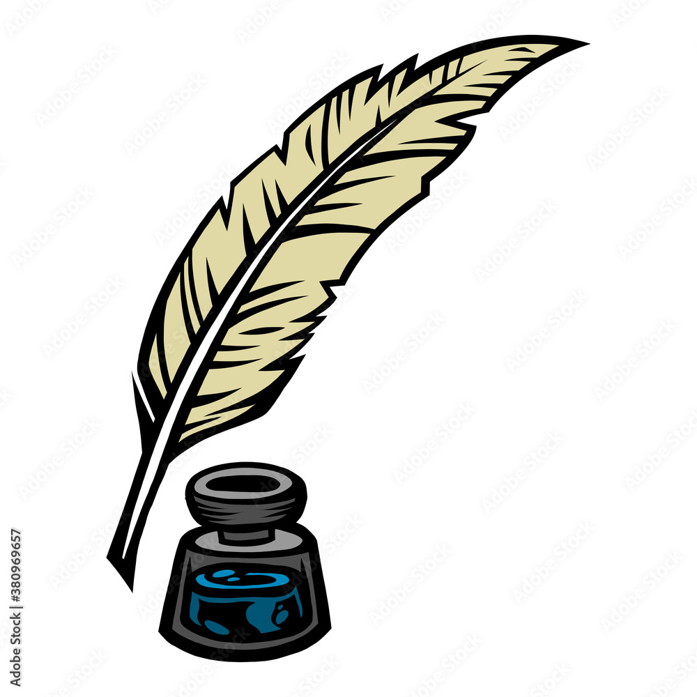 Ταπετσαρία Quill pen and ink jar for old-fashioned writing and calligraphy