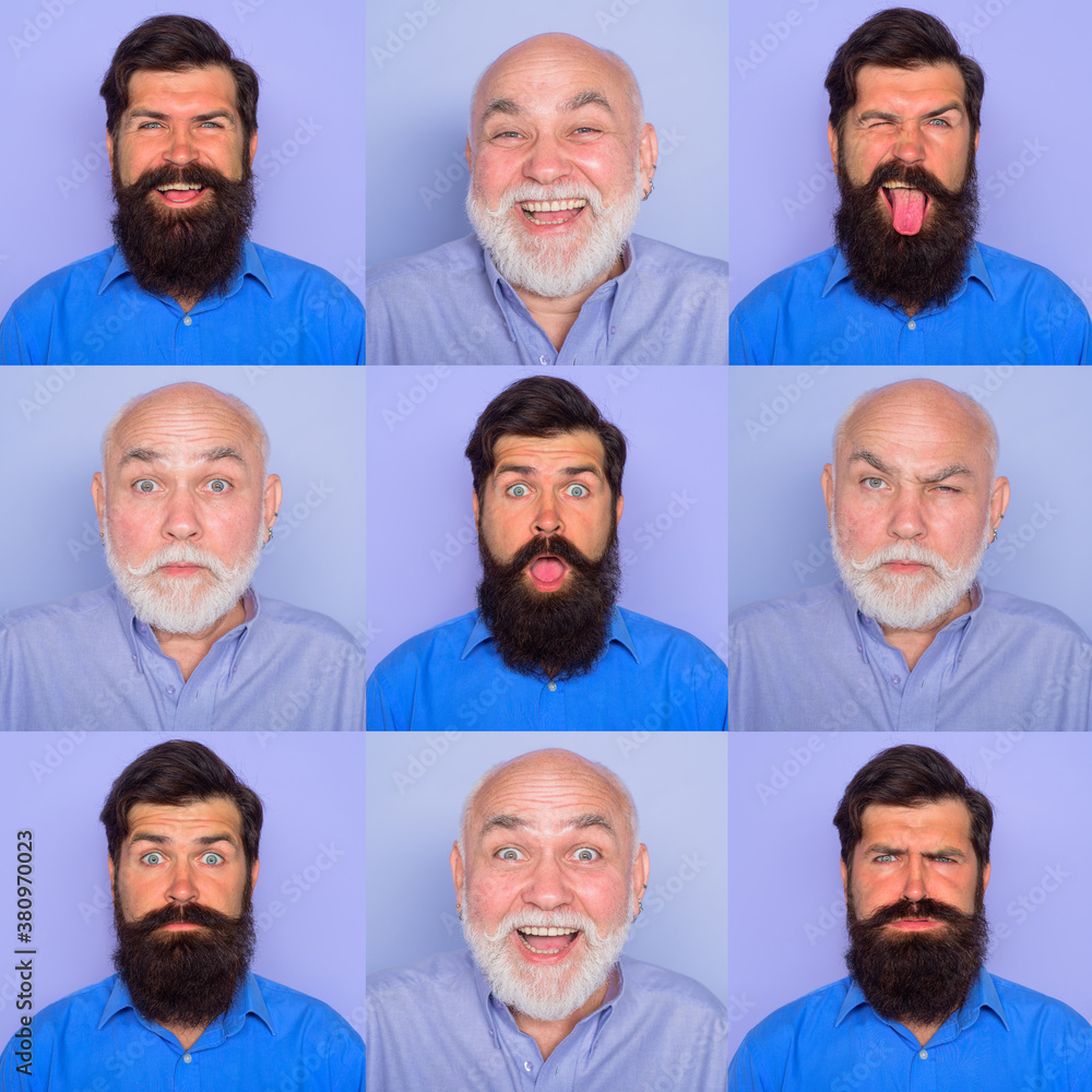 Different emotions. Collage of different emotions. Emoticon set. Emotion set of mans. Feeling and emotions. Face expression. Set of human emotions. Funny faces. Different emotions. Collage of different emotions. Emoticon set. Emotion set of mans. Feeling and emotions. Face expression. Set of human emotions. Funny faces.