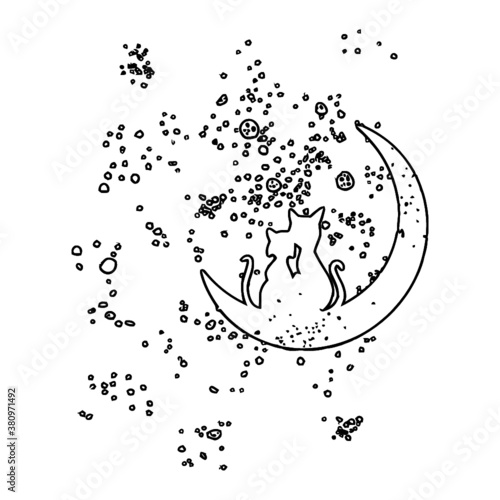 cute cats on the moon pet lovers and owners unisex two tone design animals coloring book animals vector illustration