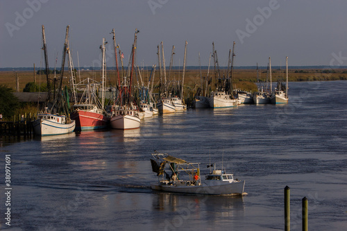 Shrimp boats in moorage at Darien, GA.
