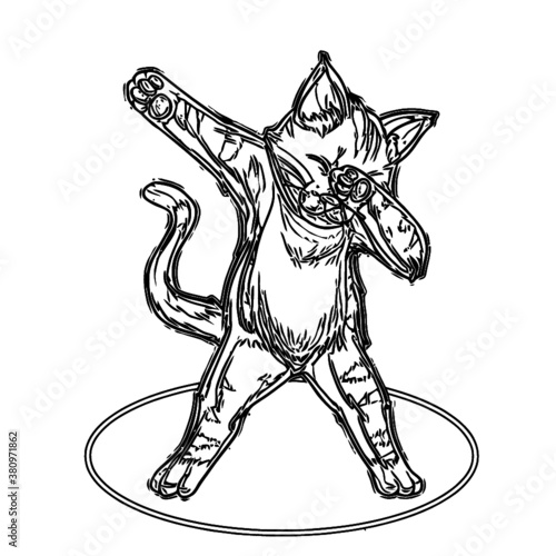 dab cat dabbing cat lovers gift womens wide neck sweat design animals coloring book animals vector illustration photo