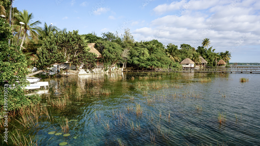 Bacalar Lagoon water at Lake Bacalar in Quintana Roo, Mexico. Bacalar Lagoon water at Lake Bacalar in Quintana Roo, Mexico.